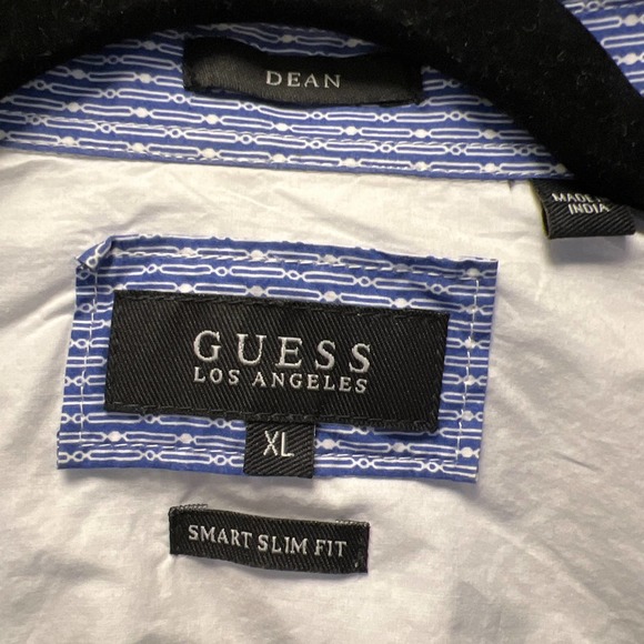 Guess Dean Men's Smart Slim Fit Stripes Button-Down Shirt Size‎ XL Blue White - Picture 2 of 5